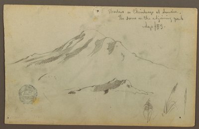デッサン、チンボラソ山の日の出と草の3つのディテール、1853年9月 作： フレデリックエドウィン教会