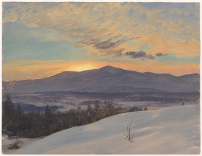 素描「ハドソン渓谷を渡る夕日、冬、1870-80年 作： フレデリックエドウィン教会