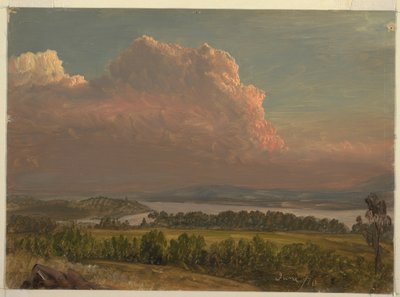 デッサン、ハドソン渓谷の向こうに沈む夕日、1870年6月 作： フレデリックエドウィン教会