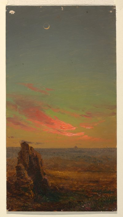 素描、ローマ近郊の夕日、1868-69年 作： フレデリックエドウィン教会