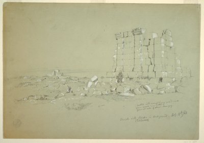 1868年2月17日、セムア（現在のアスサム）を遠景にした寺院のデッサン 作： Frederic Edwin Church