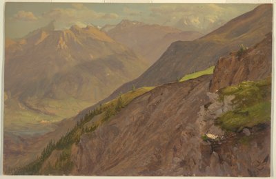 デッサン、ベルヒテスゲーデン近郊のゲール号とワッツマン号、1868年 作： Frederic Edwin Church