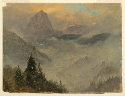 デッサン、ベルヒテスガーデン近郊のホッホカルター、1868年 作： Frederic Edwin Church