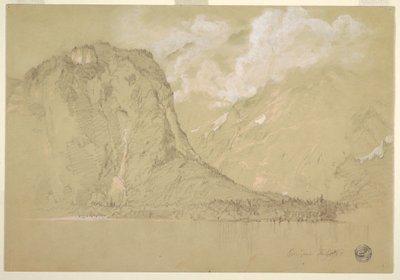 デッサン、ケーニヒス湖とシュラインバッハの滝、1868年7月 作： フレデリックエドウィン教会