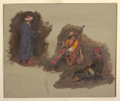 素描《3人のベドウィン》1868-69年 作： フレデリックエドウィン教会
