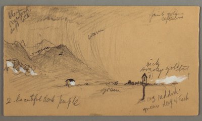 デッサン、雷雨、山、献身的な彫刻、オーストリアまたはバイエルン、1868年 作： Frederic Edwin Church