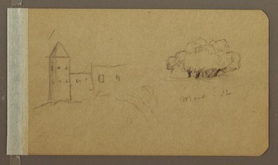 ドローイング、タワー、ツリー、1862年3月 作： Frederic Edwin Church