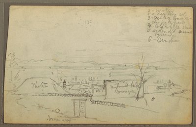 デッサン、町（エクアドル？ 作： Frederic Edwin Church