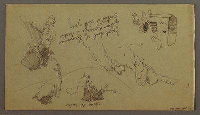 デッサン、山の下の町、丘の上の町、1868-69年頃か 作： フレデリックエドウィン教会