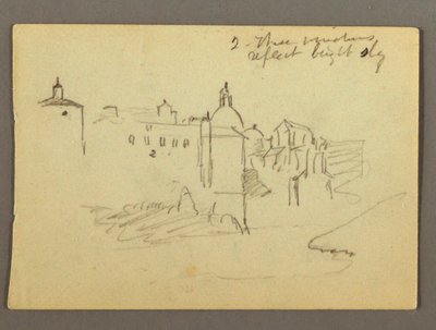 ドローイング、町の建物、おそらく1868-69年 作： フレデリックエドウィン教会