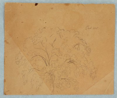 素描、木；裏面：教会の眺め、1636年の2人のイギリス人女性、馬の習作、1845年10月 作： フレデリックエドウィン教会