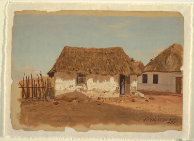 デッサン、コロンビア、バランキージャの2軒の家、1853年4月 作： Frederic Edwin Church