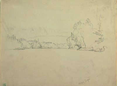 図面、アッパー・トーグ湖、1885年頃 作： Frederic Edwin Church