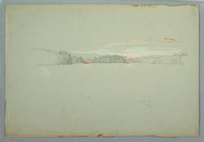 1879年10月1日、アッパー・タング湖でのデッサン 作： Frederic Edwin Church