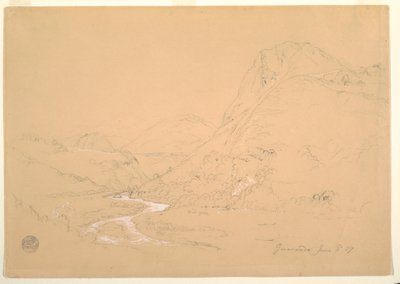 1857年6月3日、グアランダ近郊の谷のドローイング 作： フレデリックエドウィン教会