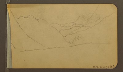 ドローイング、谷；裏面：山頂、1889年 作： Frederic Edwin Church