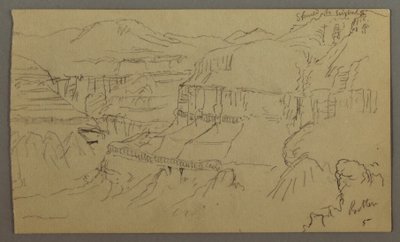 ドローイング、エル・イエメンの谷、1868年2月20日 作： Frederic Edwin Church