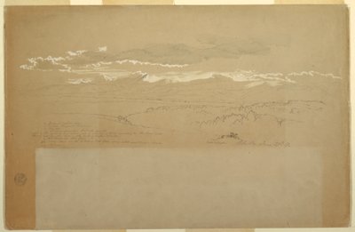 デッサン、山脈の眺め、エクアドル、1857年6月27日 作： Frederic Edwin Church