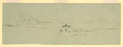 デッサン、北東からのイタリア、カプリ島のソレント半島の眺め、1869年 作： フレデリックエドウィン教会