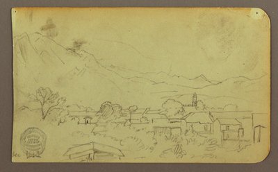 ドローイング、村；裏面：ヒルトップ、1883年12月 作： Frederic Edwin Church