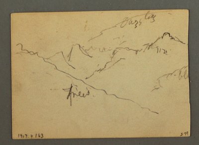 デッサン、スイス、ローヌ渓谷、ヴェニーとシオンの間の滝、1868年8月 作： フレデリックエドウィン教会