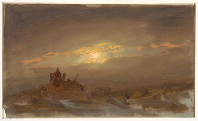 ドローイング、月明かりの冬景色、1870年頃 作： Frederic Edwin Church