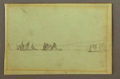 デッサン、森の島々、丘陵の海岸、1856年頃か 作： フレデリックエドウィン教会