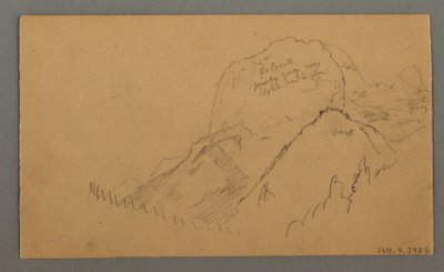 1868年7月27日、ドローイング、森の峰々 作： Frederic Edwin Church