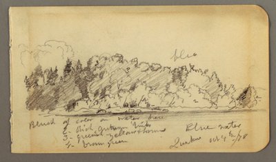 ドローイング、森の海岸、水、1878年 作： Frederic Edwin Church