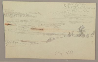デッサン、森の斜面、丘陵地帯、1863年 作： Frederic Edwin Church