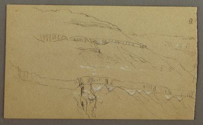 エル イエメン バレー、アラビア: 上部が列の列に似ている岩壁 作： Frederic Edwin Church