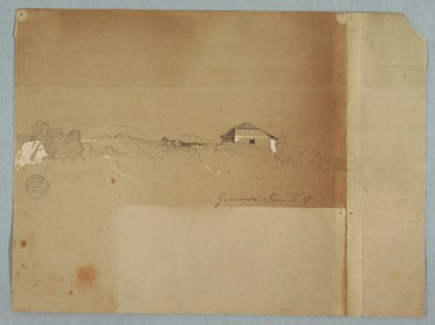 山、グアランダ、エクアドルのカスケード近くの家 作： Frederic Edwin Church