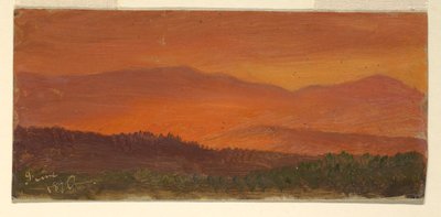 日没時のハドソン バレーと遠くの山々 作： Frederic Edwin Church