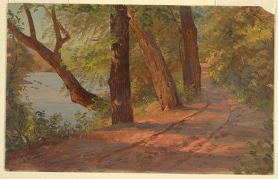 北米の風景 (湖畔の道) 作： Frederic Edwin Church