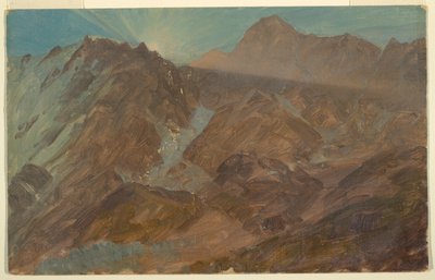 ピークと日の出、ベルナー アルプス、スイスの氷河 作： Frederic Edwin Church