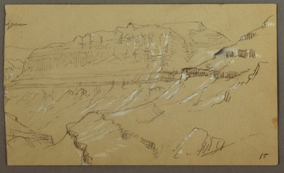 アラビア、エル イエメン渓谷のスケッチの右部分: 遠景 作： Frederic Edwin Church