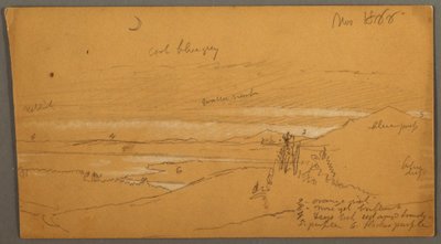 空と三日月のある山の谷を流れる川 作： Frederic Edwin Church