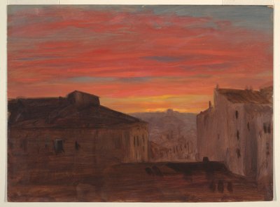 ローマ、ピンチョからの夕日の屋根 作： Frederic Edwin Church