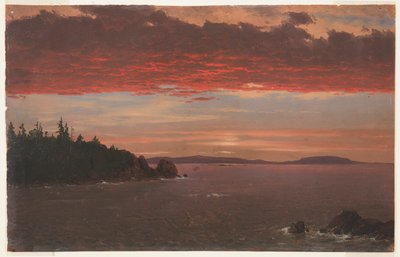 日の出の砂漠山からのスクーディック半島 作： Frederic Edwin Church