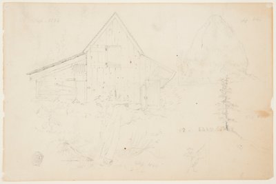 納屋と干し草の山のスケッチ 作： Frederic Edwin Church