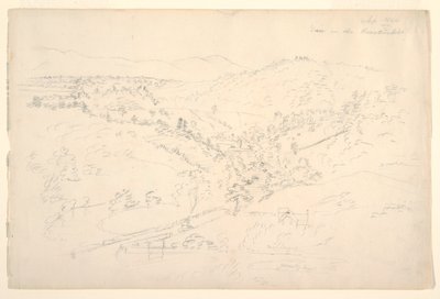 キャッツキル風景のスケッチ (カーンターキルの眺め) 作： Frederic Edwin Church