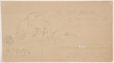 氷山のスケッチ、グリーンスポンド沖、ニューファンドランド 作： Frederic Edwin Church