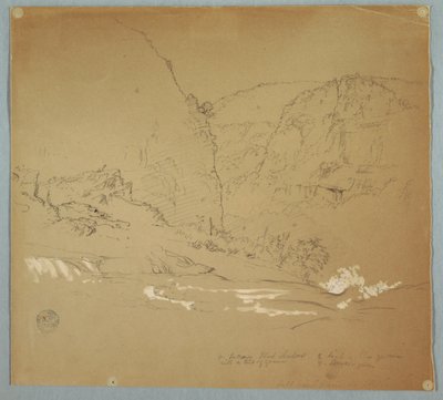 アシエンダ チロ、エクアドルの近くの滝の縁につながるストリーム 作： Frederic Edwin Church