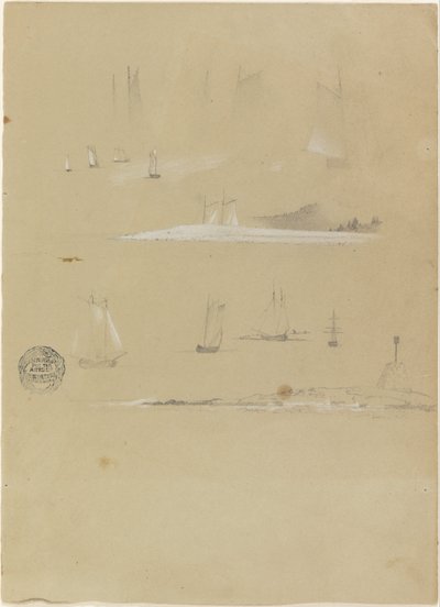 帆船と海岸風景の研究 作： Frederic Edwin Church