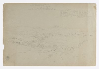 調査。ピュアセ山のある風景。スケッチ。風景 作： Frederic Edwin Church