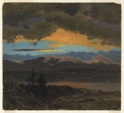 ニューヨーク、ハドソン渓谷に沈む夕日 作： Frederic Edwin Church