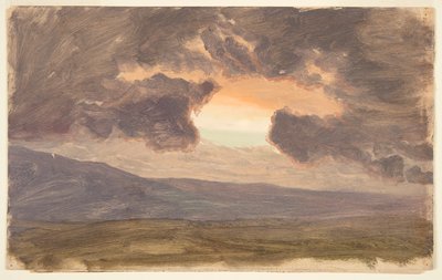 裸の丘に沈む夕日 作： Frederic Edwin Church