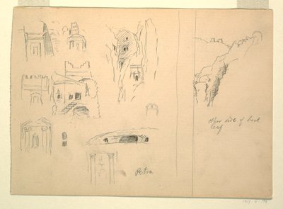 ヨルダン、ペトラの墓と岩の眺めに関する 10 の研究 作： Frederic Edwin Church