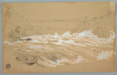 峡谷、ナイアガラ、吊り橋を望む 作： Frederic Edwin Church