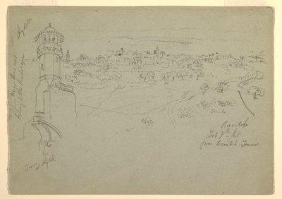 パレスチナ、リダの塔の眺め [ラムレ、イスラエル] 作： Frederic Edwin Church